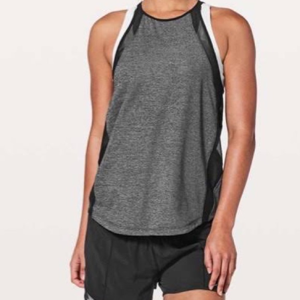Lululemon Heather Grey/Black Mesh Tank